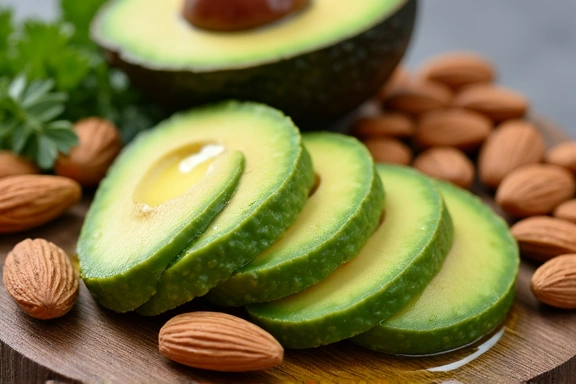 Healthy fats like avocado, nuts, and olive oil