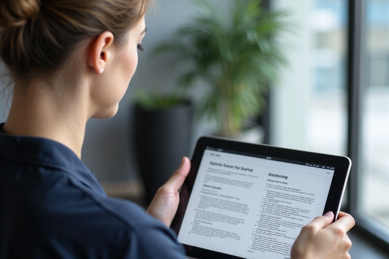 Persona leyendo los términos y condiciones en una tablet